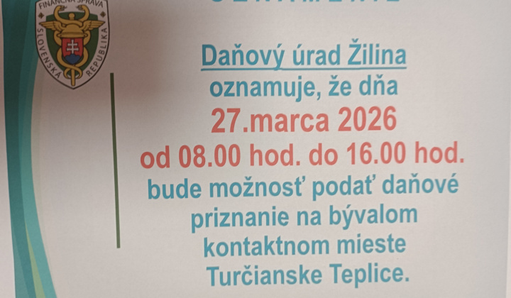 Fotka - Oznam Daňového úradu k preberaniu daňových priznaní